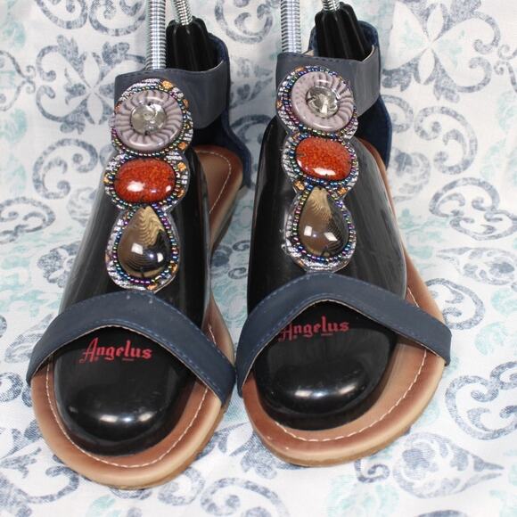 Siketu Bohemian Sandals Blue Strap with Stones Size‎ 39 Womens 8.5 - Picture 2 of 8